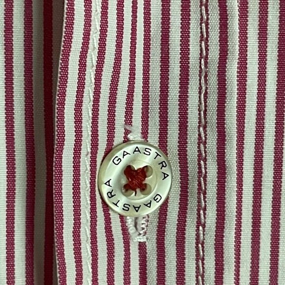 Gaastra Men's XL Pink White Striped Embroidered Button Up Long Sleeve Shirt - Picture 10 of 10